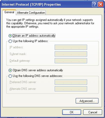 2. Select 'Obtain an IP address automatically' and