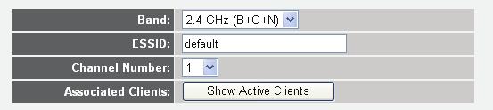 2-7-1 Basic Wireless Settings Click the 'Wireless' menu on the left of the Web management interface, then click 'Basic Settings' and the following screen appears: Band: 2.4 GHz (B) 2.