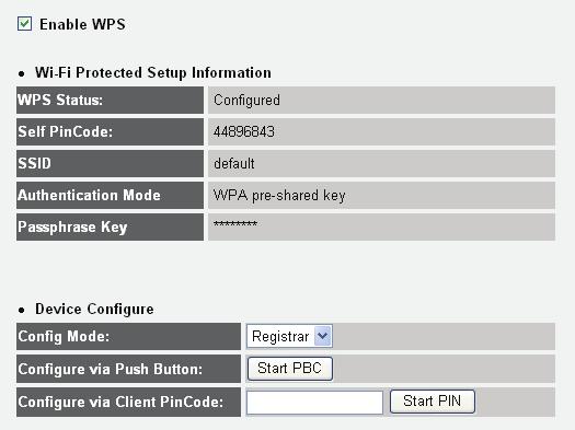 1 2 3 4 5 Items and meanings: Enable WPS (1) Wi-Fi Protected Setup Information (2) Check this box to enable the WPS function. Uncheck it to disable WPS.