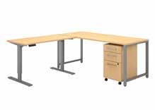 Height Adjustable Standing Desks (con't) 72W Desk with 48W Height Adjustable Return and Storage