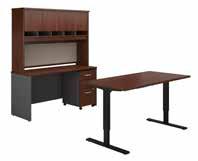 Series C SRC108HCSU Height Adjustable Standing Desks 72W x 36D Bow Front U Shaped Desk with (2) Mobile Pedestals
