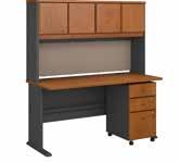 32"H 60W Left Hand Bow Front Desk, 36W Desk and 3 Drawer Mobile Pedestal SRA057XXSU List Price -