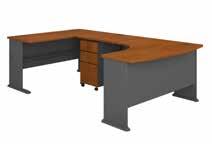 80"H 60W Right Hand Bow Front Desk, 36W Desk and 3 Drawer Mobile Pedestal SRA056XXSU List Price - 80"H