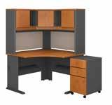 78"H Available in PE, SL, HC 60W Right Corner Desk with Hutch and 3 Drawer Pedestal SRA078HCSU