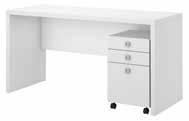 00"H 60W Credenza/Desk with 3 Drawer Mobile Pedestal ECH003PW List Price -