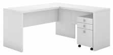 67"H 60W Bow Front Desk with 36W Return and 3 Drawer Mobile Pedestal ECH007PW