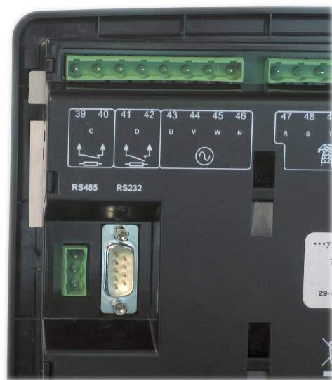 120Ω impedance suitable for RS485 use. Recommended cable type - Belden 9841 Max distance 1000m (1km) when using Belden 9841 or direct equivalent. Location of RS485 connector 4.2.11 RS232 CONNECTOR Location of RS232 connector The module is fitted with RS485 AND RS232 as standard.