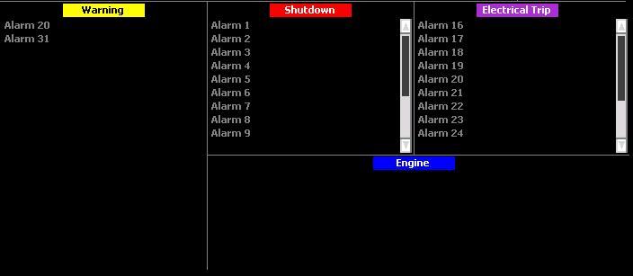 Controls and Indications 4.7.6 ALARMS There are two screens on the alarms page, one displaying the current alarms and another displaying the event log.