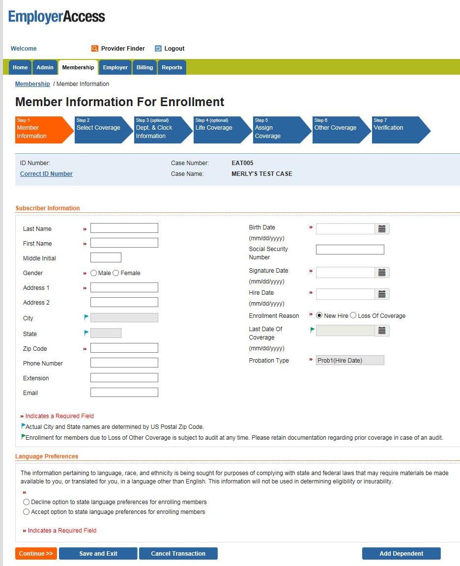 New enrollment, continued Correcting an ID (Social Security number) If you notice an error in the ID number on the Member Information page, you can: Select Correct ID Number. A new page will open.