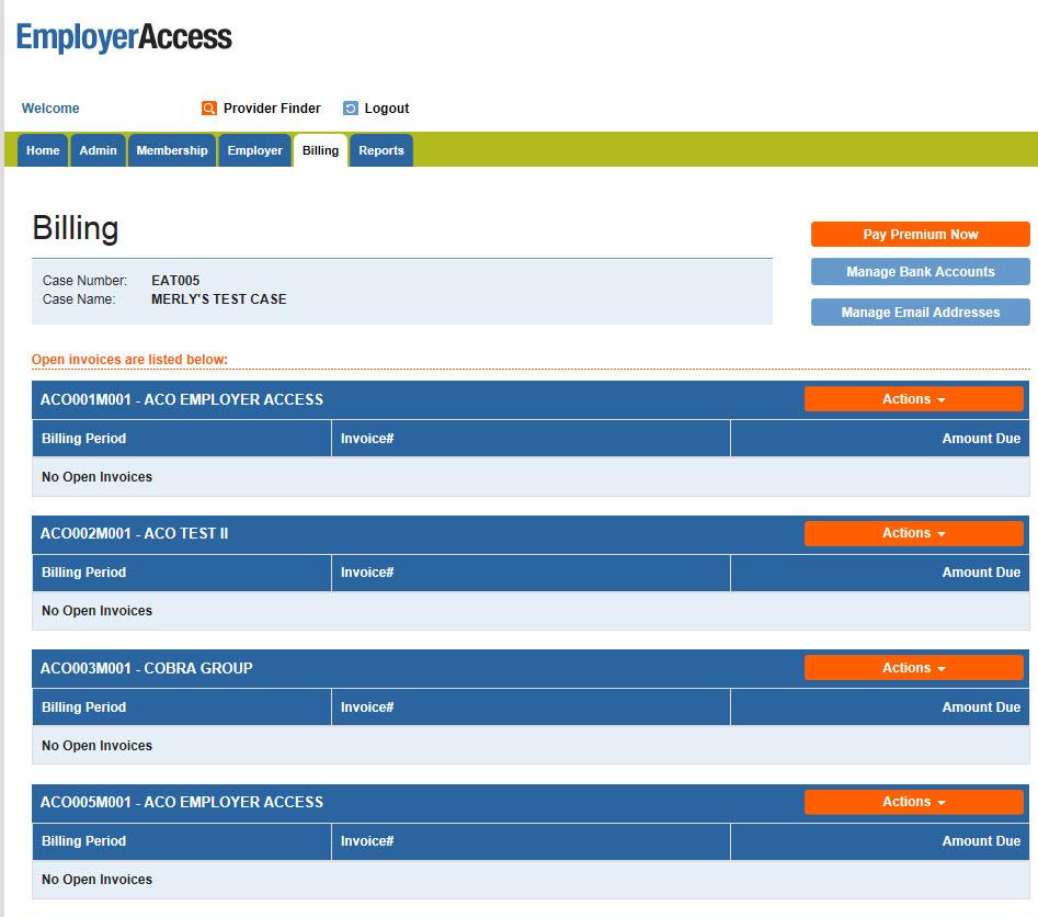 Employer-level capabilities, continued 3 Billing Select the Billing tab at the top of the page.