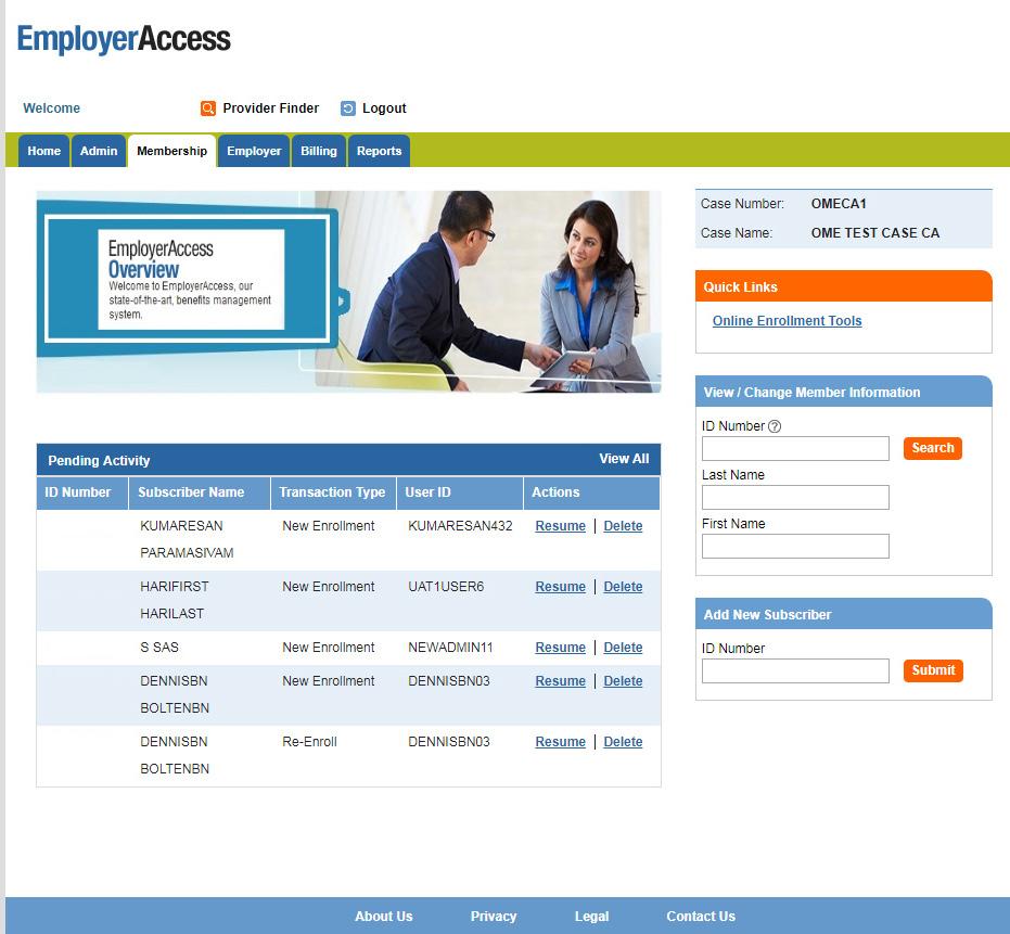 EmployerAccess Overview 5 Your Membership page is also known as EmployerAccess Overview.