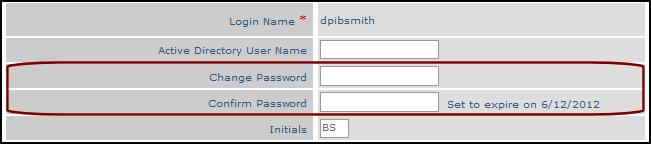 Password Changes Enter new password information in the Change Password and Confirm Password boxes on the User Properties screen.