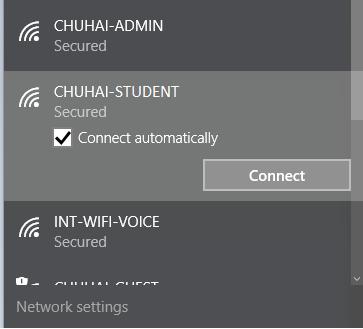 Step 1: Click the Wi-Fi button STUDENT, and