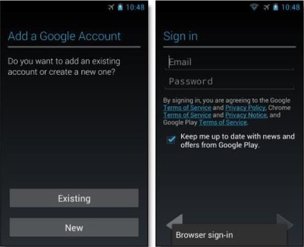 Step 2: Touch Next and sign in with your mobile browser - Android 2.1-2.