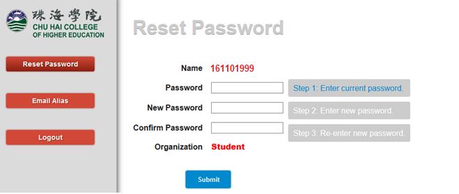 Step 2: After login, please click Reset Password,