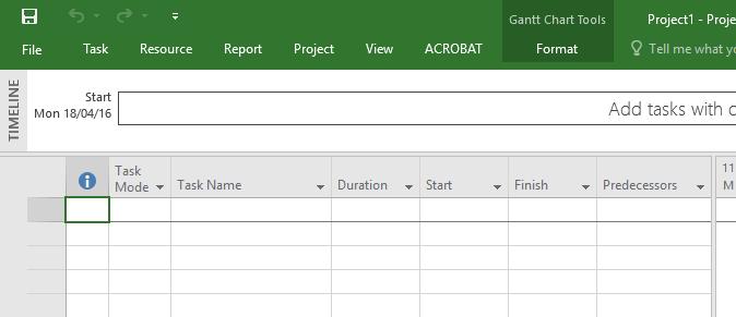 .. Click on the Project tab to display the Project commands Double-click on the Project tab to minimise the ribbon While the tabs stay visible, the rest of the