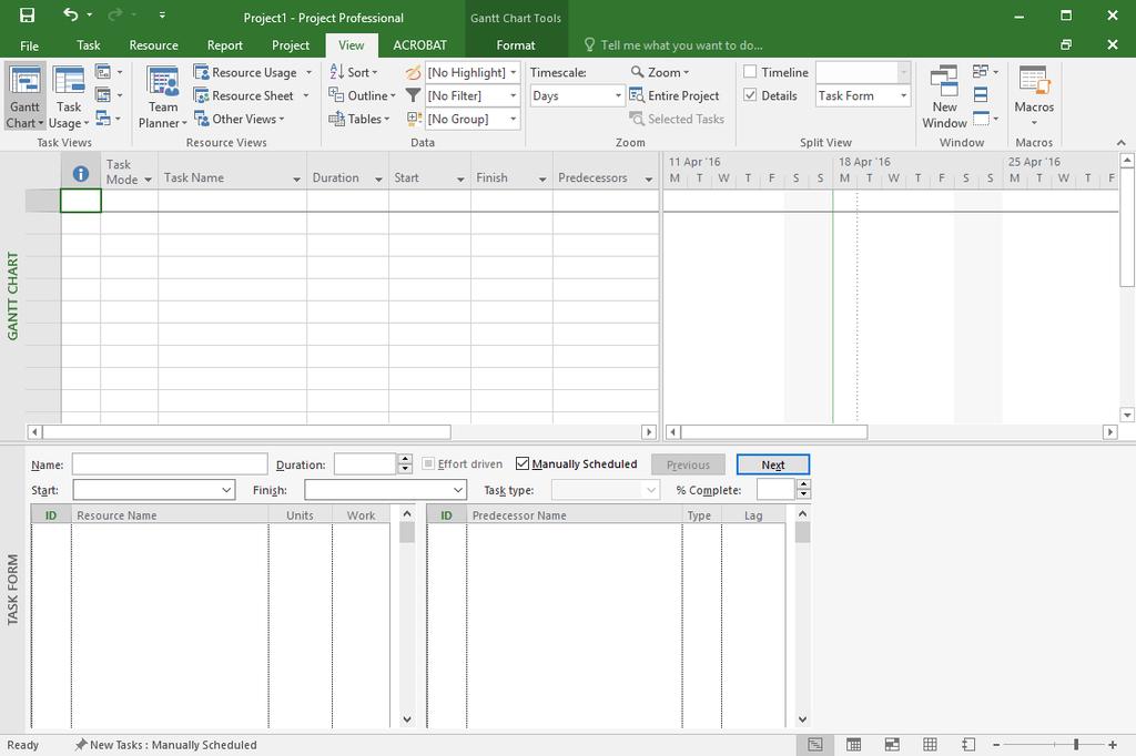 Before starting this exercise ensure that Microsoft Project has started.