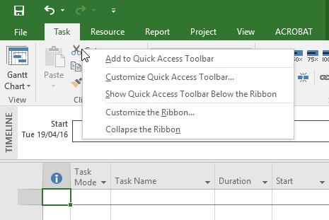 You can add tools to the Quick Access Toolbar to make finding your favourite commands easier.