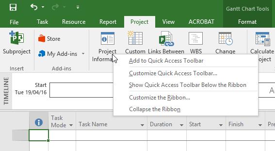 2 Before starting this exercise ensure that Microsoft Project has started.