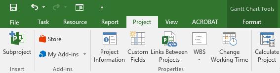 Click on Project Information on the QAT to display the Project Information dialog box just as it would if you d used the command on the ribbon Click on [Cancel] to close the dialog box without doing