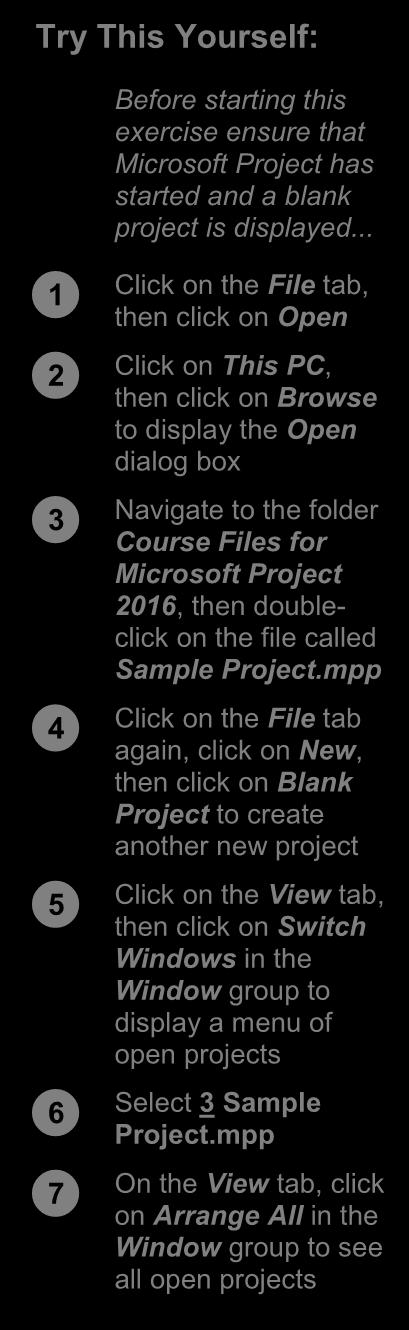 WORKING WITH PROJECT FILES Projects that you work on are normally contained in their own project files. A project file is created when a new project is saved for the first time.