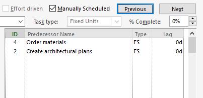 .. Click on the View tab, then click on Details in the Split View group so it appears ticked to see the task entry view Click on Planning Completed in the Task Name column of the Gantt Chart The