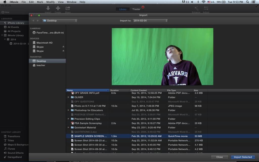 ACTIVITY 12 WORKING WITH ARCHIVAL VIDEO IN imovie Select the
