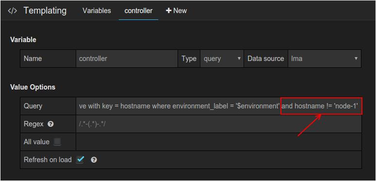 Hiding nodes from dashboards When you remove a node from the environment, it is still displayed in the server and controller drop-down lists.