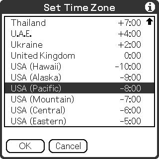 13 Tap the region to set the time zone and then tap OK.