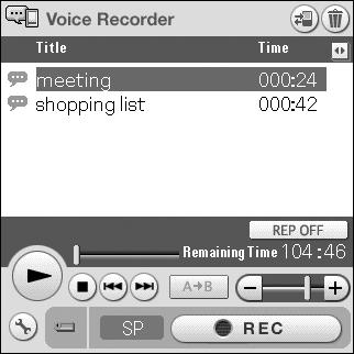 Recording voice memo Application to be used Voice Recorder CLIÉ Handheld Summary For recording and playing back a voice memo using the built-in microphone of your CLIÉ handheld.