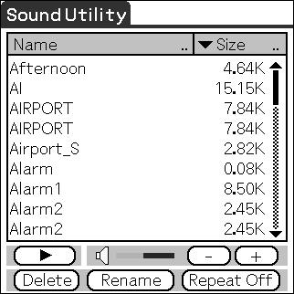 Customizing the sound settings Application to be used Sound Utility CLIÉ handheld Summary For managing the audio data converted with Sound Converter 2.