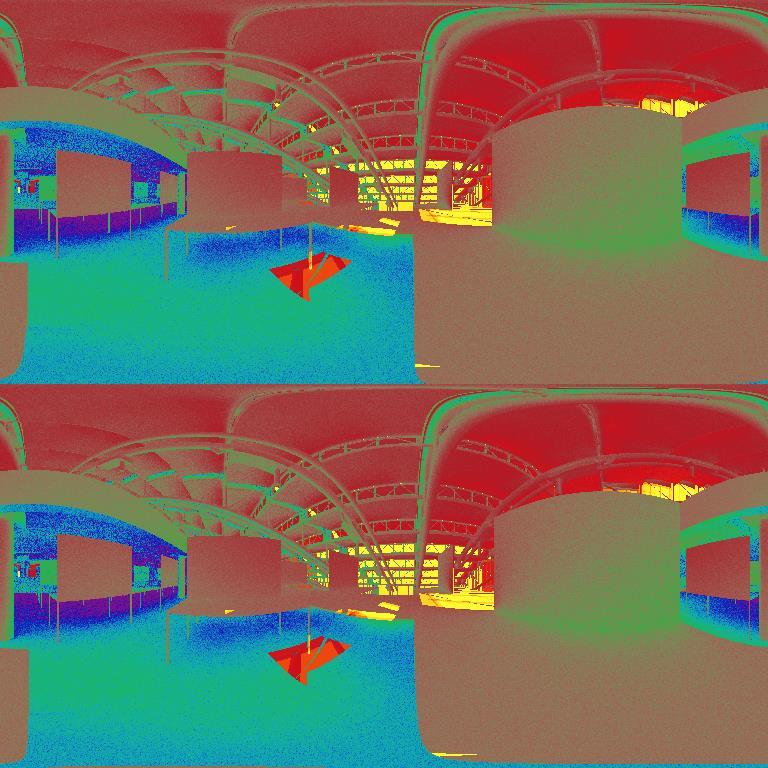 Figure 8.1 ODS projection creates an image in which each frame consists of a left-eye panorama (top) and a right-eye panorama (bottom).
