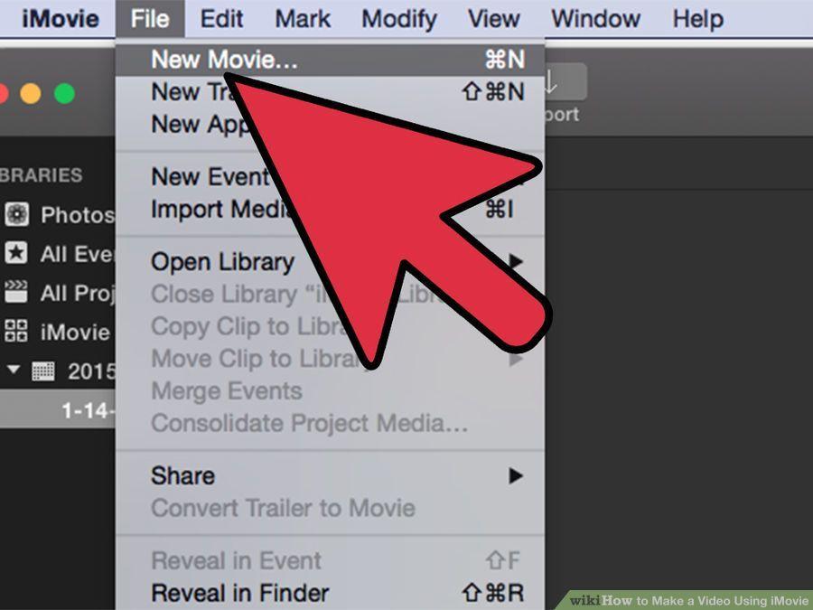 Editing Video Clips 1. Create a new movie on imovie and select File on the top right hand portion of the Mac. Click the first option under File which should be New Movie.