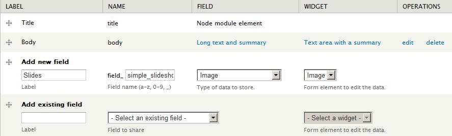 Working with Media 21. Select Image from the Widget field drop-down: 22. Click on Save. 23. On the Field settings page, leave the options in their default state, and then click on Save field settings.