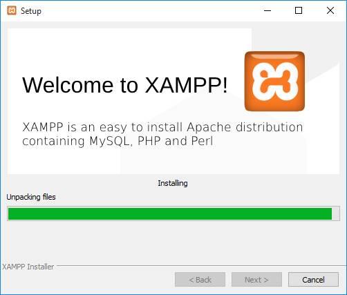 After clicking next the XAMPP will begin to be installed in your system. Just wait for the completing of the process.