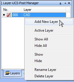 Part 3) Create a CAD Layer and Set as Active Layer Next we create a new CAD layer and set it as the active layer before creating some arcs.