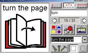Once you have located the turn the page picture, remove the label from the turn page picture by highlighting and deleting the label in the show label box. 4.