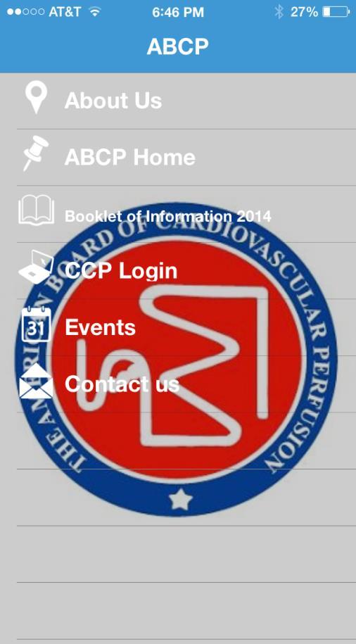 ABCP APP Calendar of events ABCP CEU and SDCE approved meetings CEU points and meeting website access CCP login to file cases Access to Booklet of