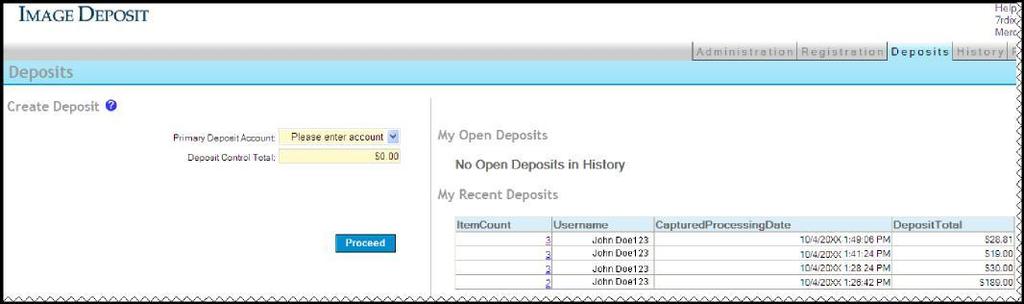 Working with Deposits This section provides step-by-step instructions for creating a new deposit.
