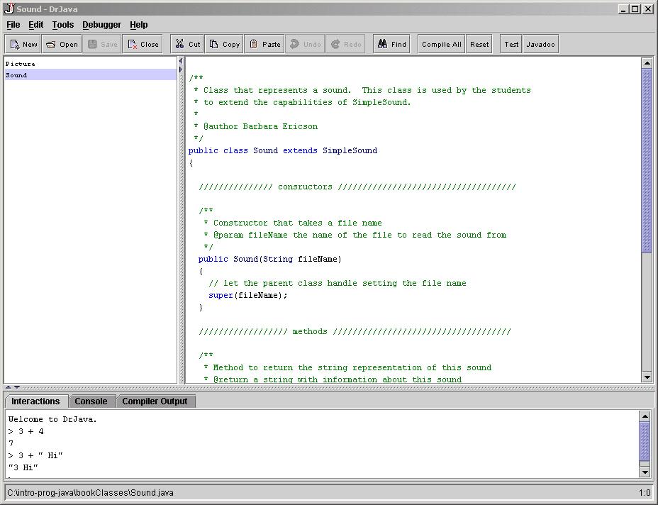 DRJAVA FEATURES Works with multiple files Files Files pane pane Color coded editor Definitions pane