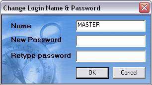 Master or Operator name and password.