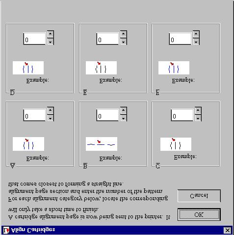 4 In the Align Cartridges dialog box, enter the numbers from the printed test page of the appropriate alignment settings.