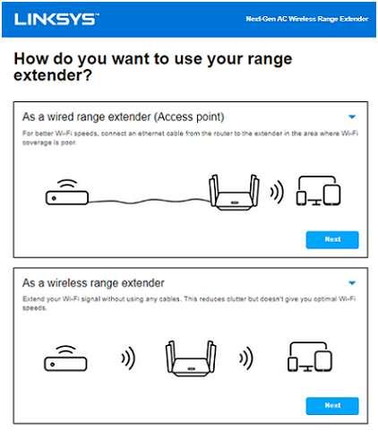 Step 4: Select the As a wired ranged extender (Access