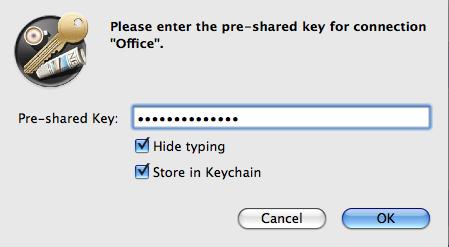 If you are prompted for your pre-shared key: If your connection is not configured as a Simple Key connection, you will be asked for a pre-shared key.