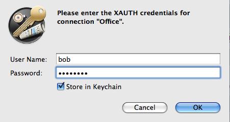 If you did not configure your SonicWALL yourself, your SonicWALL s administrator will be able to tell you the pre-shared key ➊ Optionally, check the box Store in Keychain to save the password in your