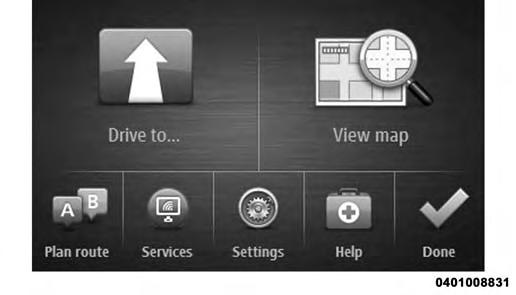 Planning A Route To plan a route, do the following: 1. Press the touchscreen to open the Main Menu.