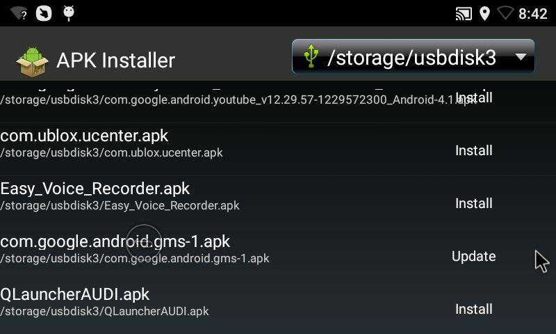 QApkInstaller on the app list Copy and paste APK file to USB stick and