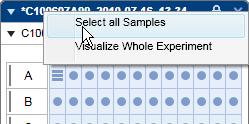 To select all of the samples of the experiment, rightclick the experiment name and select the context menu option