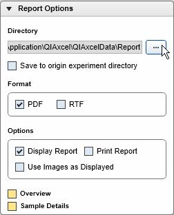 Note: The button Start Report/Export is disabled if no samples are selected in the view (see Step 3). The report files will be generated automatically and stored in the specified directory.