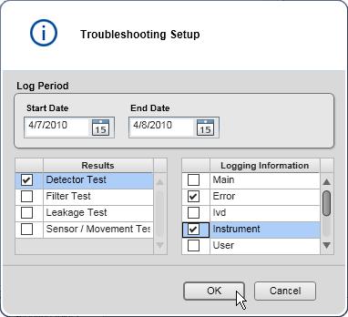 3. Click the Troubleshooting folder, which is located at the bottom of the screen. It opens the following dialog: Select information to be exported. 4.
